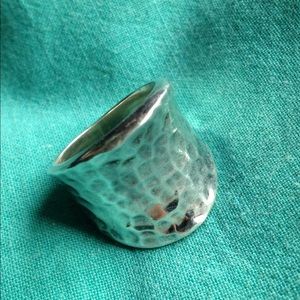 7 Heavy .999 Sterling Silver Hammered Ring